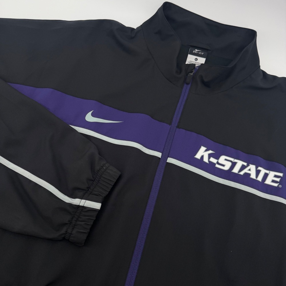 Nike Track Jacket Mens XL Black K-State Wildcats Dri-FIT Full Zip Athletic